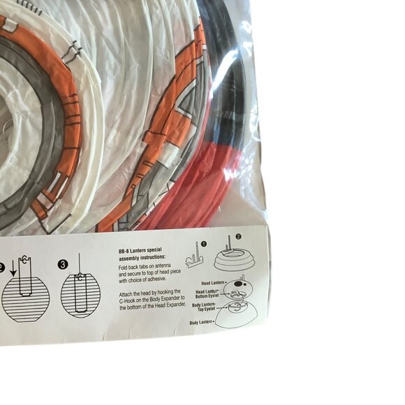 Star Wars Force Awakens Paper Lanterns 4-Piece Set BB-8 & Characters with String - Picture 6 of 6